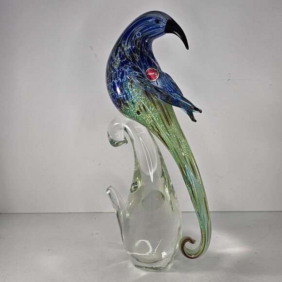 Formia Vetri Di Murano Italy Bird Blue Green Glass Figurine 58/500 REPAIRED - Picture 2 of 14